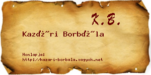 Kazári Borbála névjegykártya